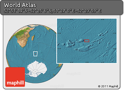 Satellite Location Map of the Area around 52° 38' 10" S, 51° 55' 29" E