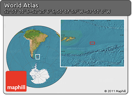Satellite Location Map of the Area around 52° 38' 10" S, 54° 19' 30" W