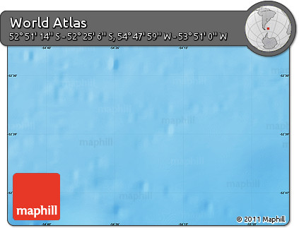 Physical Map of the Area around 52° 38' 10" S, 54° 19' 30" W