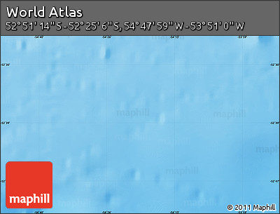 Physical Map of the Area around 52° 38' 10" S, 54° 19' 30" W