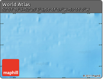 Physical Map of the Area around 52° 38' 10" S, 54° 19' 30" W