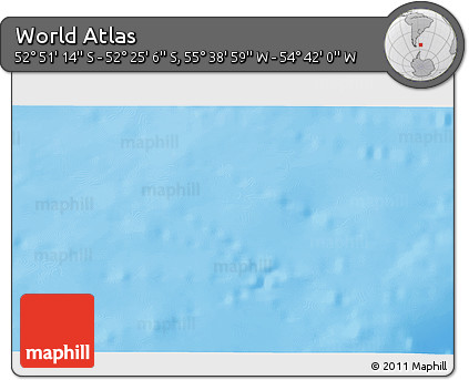 Physical 3D Map of the Area around 52° 38' 10" S, 55° 10' 29" W