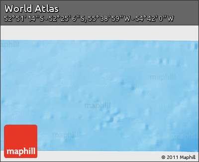 Physical 3D Map of the Area around 52° 38' 10" S, 55° 10' 29" W