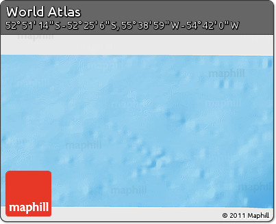 Physical 3D Map of the Area around 52° 38' 10" S, 55° 10' 29" W