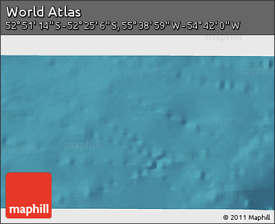 Satellite 3D Map of the Area around 52° 38' 10" S, 55° 10' 29" W
