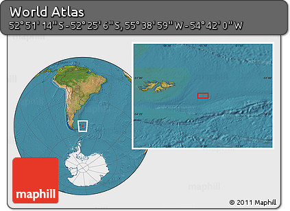 Satellite Location Map of the Area around 52° 38' 10" S, 55° 10' 29" W