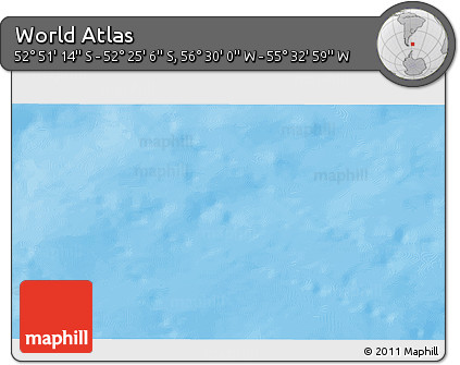 Physical 3D Map of the Area around 52° 38' 10" S, 56° 1' 29" W