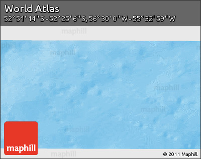Physical 3D Map of the Area around 52° 38' 10" S, 56° 1' 29" W
