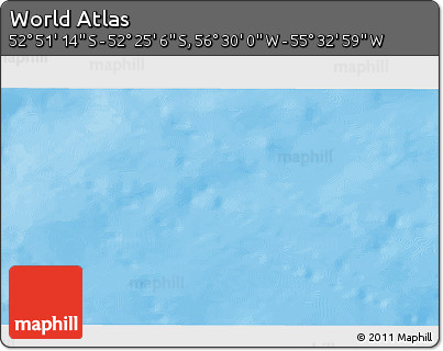 Physical 3D Map of the Area around 52° 38' 10" S, 56° 1' 29" W