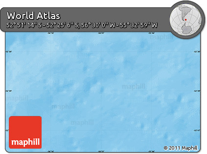 Physical Map of the Area around 52° 38' 10" S, 56° 1' 29" W