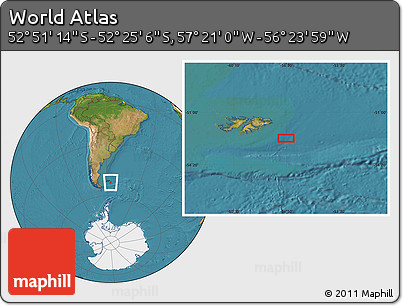 Satellite Location Map of the Area around 52° 38' 10" S, 56° 52' 30" W