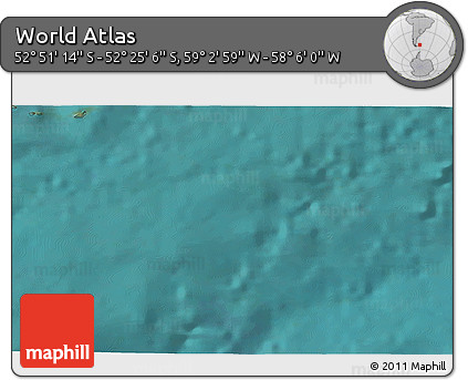 Satellite 3D Map of the Area around 52° 38' 10" S, 58° 34' 30" W
