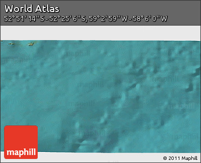 Satellite 3D Map of the Area around 52° 38' 10" S, 58° 34' 30" W
