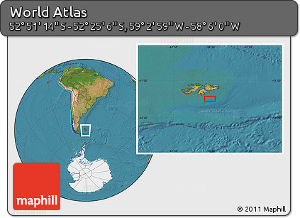 Satellite Location Map of the Area around 52° 38' 10" S, 58° 34' 30" W
