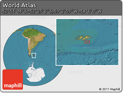 Satellite Location Map of the Area around 52° 38' 10" S, 58° 34' 30" W