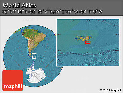 Satellite Location Map of the Area around 52° 38' 10" S, 58° 34' 30" W