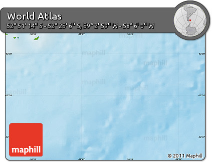 Physical Map of the Area around 52° 38' 10" S, 58° 34' 30" W