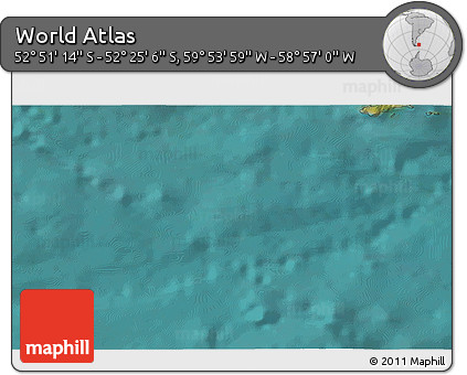 Satellite 3D Map of the Area around 52° 38' 10" S, 59° 25' 29" W