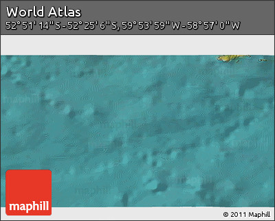 Satellite 3D Map of the Area around 52° 38' 10" S, 59° 25' 29" W
