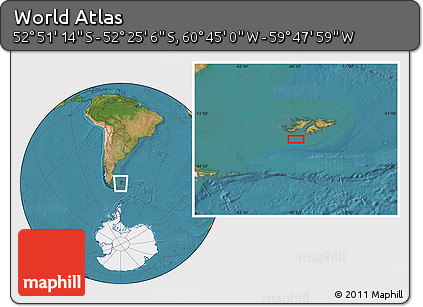 Satellite Location Map of the Area around 52° 38' 10" S, 60° 16' 29" W