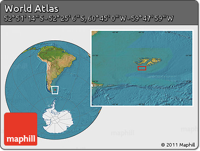 Satellite Location Map of the Area around 52° 38' 10" S, 60° 16' 29" W