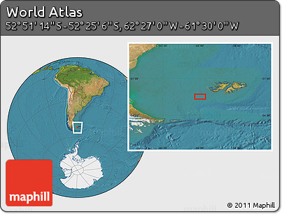Satellite Location Map of the Area around 52° 38' 10" S, 61° 58' 30" W