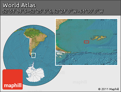 Satellite Location Map of the Area around 52° 38' 10" S, 61° 58' 30" W