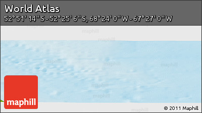 Physical Panoramic Map of the Area around 52° 38' 10" S, 67° 55' 30" W