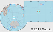 Gray Location Map of the area around 52° 38' 10" S, 68° 4' 29" E
