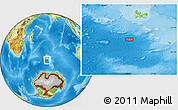 Physical Location Map of the area around 52° 38' 10" S, 68° 4' 29" E