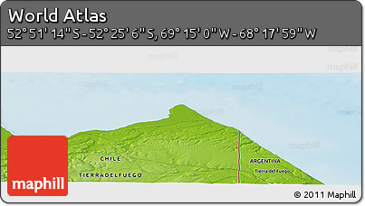 Physical Panoramic Map of the Area around 52° 38' 10" S, 68° 46' 30" W