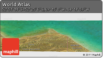 Satellite Panoramic Map of the Area around 52° 38' 10" S, 68° 46' 30" W