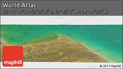 Satellite Panoramic Map of the Area around 52° 38' 10" S, 68° 46' 30" W