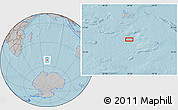 Gray Location Map of the area around 52° 38' 10" S, 69° 46' 30" E, hill shading