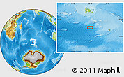 Physical Location Map of the area around 52° 38' 10" S, 69° 46' 30" E