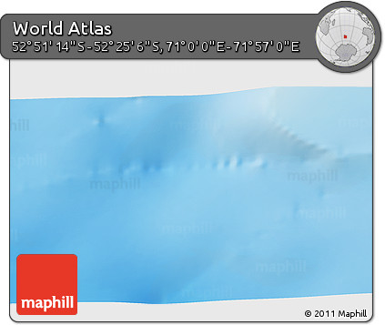 Shaded Relief 3D Map of the Area around 52° 38' 10" S, 71° 28' 29" E