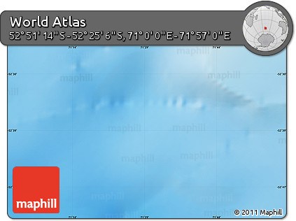 Physical Map of the Area around 52° 38' 10" S, 71° 28' 29" E