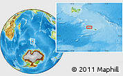 Physical Location Map of the area around 52° 38' 10" S, 72° 19' 29" E
