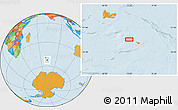 Political Location Map of the area around 52° 38' 10" S, 72° 19' 29" E