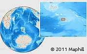 Shaded Relief Location Map of the area around 52° 38' 10" S, 72° 19' 29" E