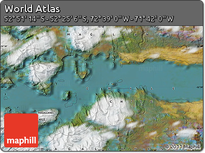 Satellite Map of the Area around 52° 38' 10" S, 72° 10' 30" W