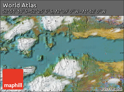 Satellite Map of the Area around 52° 38' 10" S, 72° 10' 30" W