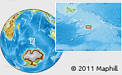 Physical Location Map of the area around 52° 38' 10" S, 73° 10' 30" E