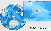 Shaded Relief Location Map of the area around 52° 38' 10" S, 73° 10' 30" E