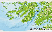 Physical 3D Map of the area around 52° 38' 10" S, 73° 52' 30" W