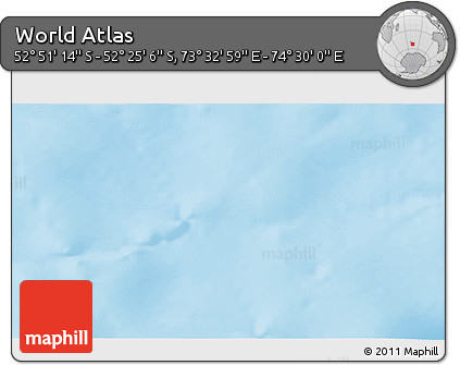 Shaded Relief 3D Map of the Area around 52° 38' 10" S, 74° 1' 30" E