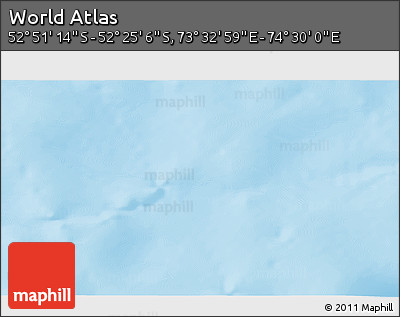 Shaded Relief 3D Map of the Area around 52° 38' 10" S, 74° 1' 30" E