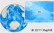 Shaded Relief Location Map of the area around 52° 38' 10" S, 74° 1' 30" E