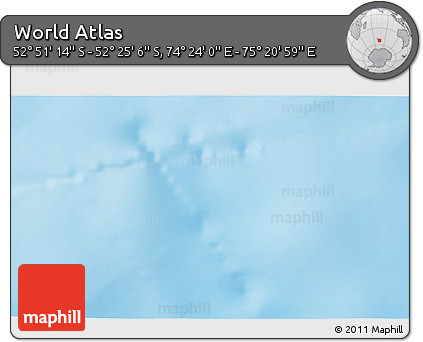 Shaded Relief 3D Map of the Area around 52° 38' 10" S, 74° 52' 30" E