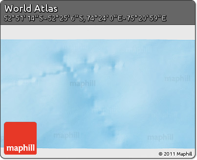Shaded Relief 3D Map of the Area around 52° 38' 10" S, 74° 52' 30" E
